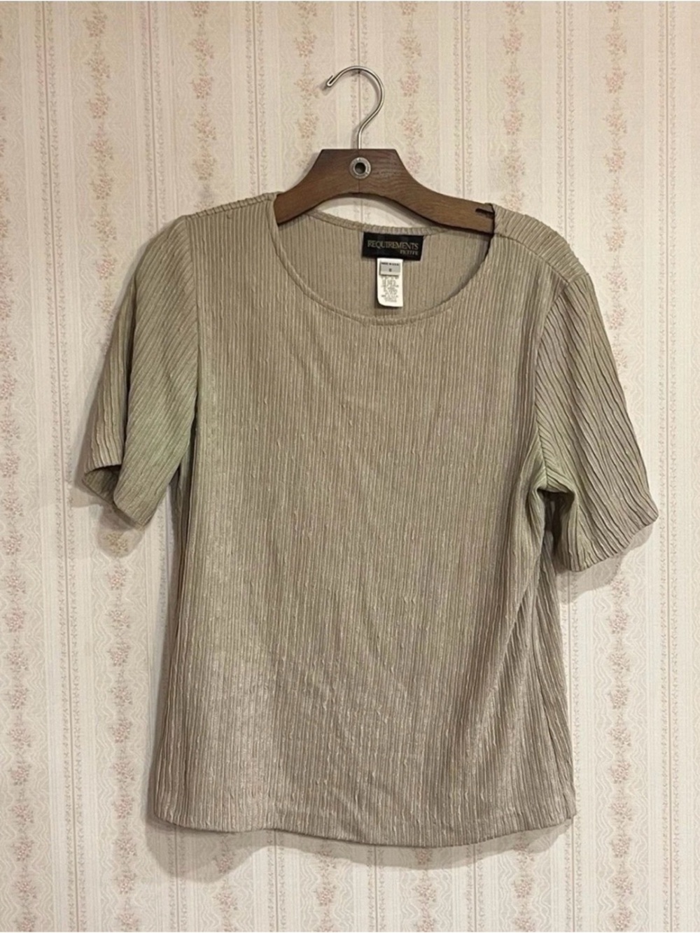 Requirements Petite Ribbed Knit Top in Taupe